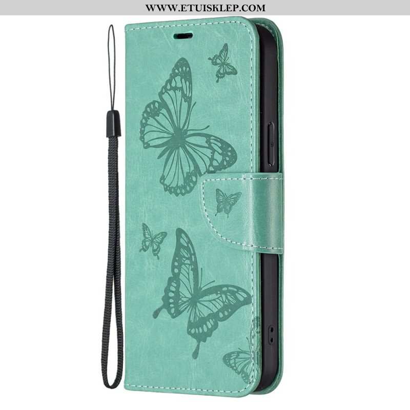 Etui Folio do Samsung Galaxy S23 5G z Łańcuch Stringi Motyle